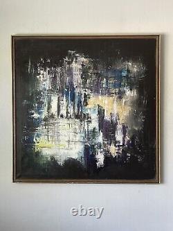 Large Antique MID Century Modern Abstract Expressionist Oil Painting Old Vintage