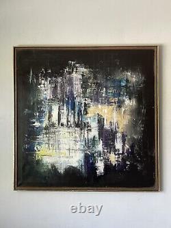 Large Antique MID Century Modern Abstract Expressionist Oil Painting Old Vintage