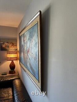 Large Antique MID Century Modern Abstract Oil Painting Old Vintage Expressionist