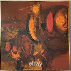 Large Antique Modern Abstract Expressionist Oil Painting Vintage Rue Wise 1961