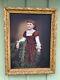 Large Antique Oil/canvas Young Girl Great Original Frame