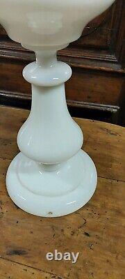 Large Antique Oil Lamp in Opaline Glass Late XIX Century