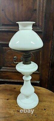 Large Antique Oil Lamp in Opaline Glass Late XIX Century