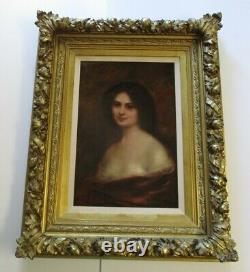 Large Antique Oil Painting Ornate Frame Pretty Woman Female Model Heirloom