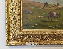 Large Antique Oil Painting by Italian Artist Alfonso Beccaluva in Great Frame