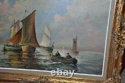 Large Antique. Original Seascape by Artist R. Cleas