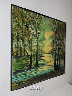 Large Antique Original Signed A Wilson Oil Painting 37x37 Framed Mid Century Art