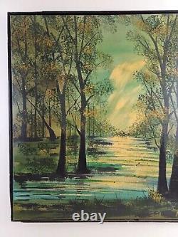 Large Antique Original Signed A Wilson Oil Painting 37x37 Framed Mid Century Art