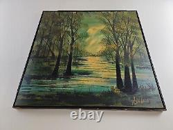 Large Antique Original Signed A Wilson Oil Painting 37x37 Framed Mid Century Art