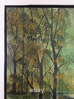 Large Antique Original Signed A Wilson Oil Painting 37x37 Framed Mid Century Art