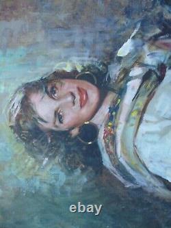 Large Antique Portrait Painting Italy Italian Pretty Woman Female Model Listed