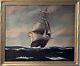 Large Antique T. Bailey Original Oil Painting On Canvas, Seascape, Framed