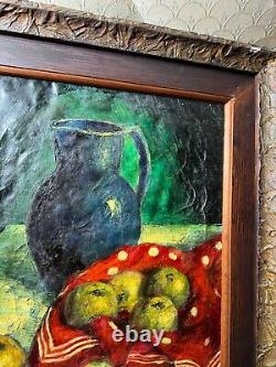 Large Antique Tabletop Still Life Scene Scene Oil Painting Signed/Framed