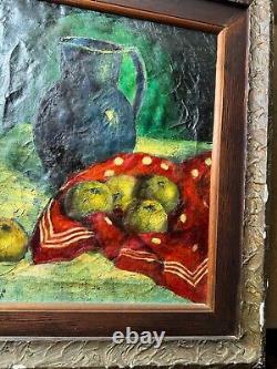 Large Antique Tabletop Still Life Scene Scene Oil Painting Signed/Framed