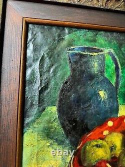 Large Antique Tabletop Still Life Scene Scene Oil Painting Signed/Framed