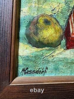 Large Antique Tabletop Still Life Scene Scene Oil Painting Signed/Framed