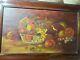 Large Antique Tabletop Still Life With Fruits Scene Oil Painting Framed