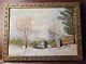 Large Antique Winter Landscape Oil Painting Signed In Ornate Gold Gilt Frame Vtg