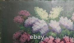 Large Antique oil painting still life with flowers