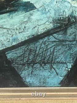 Large Charles Levier French Antique Modern Still Life Abstract Oil Painting 1959