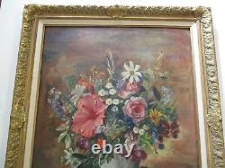 Large Ejnar Hansen Oil Painting Still Life Floral Flowers Antique American Rare