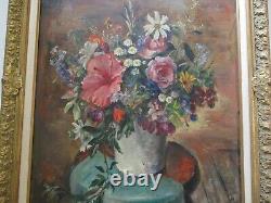 Large Ejnar Hansen Oil Painting Still Life Floral Flowers Antique American Rare