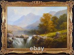 Large Fine Antique 19th Century Landscape Oil Painting Langdale Westmorland 1879