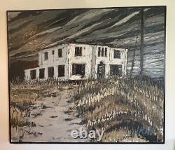 Large Jack Kay Antique MID Century Modern Abstract Landscape Oil Painting Old 60