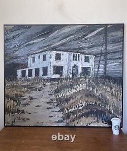 Large Jack Kay Antique MID Century Modern Abstract Landscape Oil Painting Old 60