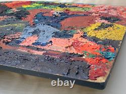 Large Old Antique Fauvist Abstract Oil Painting Orchestra Band Thick Impasto Art