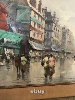 Large Original Antonio DeVity Vtg Oil Painting Paris Street Scene STUDIO STAMPED