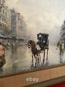 Large Original Antonio DeVity Vtg Oil Painting Paris Street Scene STUDIO STAMPED