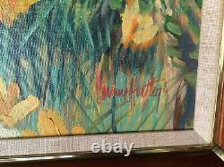 Large Original CORINNE HARTLEY Oil canvas 24x36 inches painting antique flowers