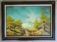 Large Original Oil On Canvas Painting Mountain Landscape Vintage Antique Frame