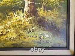 Large Original Oil On Canvas Painting Mountain Landscape Vintage Antique Frame