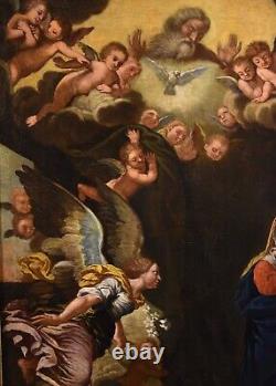 Large Painting Antique Annunciation Oil on Canvas 17 Century Old Master Art