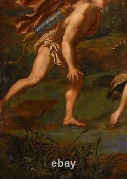 Large Painting Antique Apollo Fangs Oil on Canvas Xvii Century Old Master