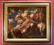Large Painting Antique Mythical Angel Fangs Oil On Canvas Xvii Century Giove