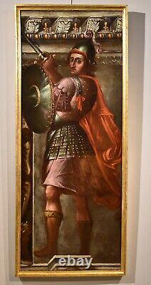 Large Painting Antique Warrior Star Oil on Canvas 16 Century Old Master