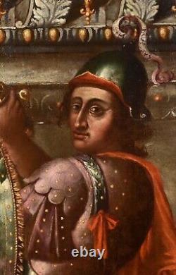 Large Painting Antique Warrior Star Oil on Canvas 16 Century Old Master
