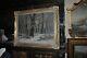 Large Powerful Antique Snow Forest Oil Painting