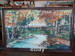 Large Vintage Oil painting signed L Myers 33+53