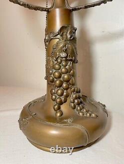 Large antique bronze patinated grape Pairpoint electric oil style table lamp