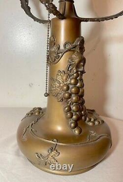 Large antique bronze patinated grape Pairpoint electric oil style table lamp