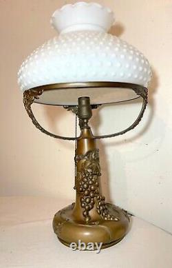 Large antique bronze patinated grape Pairpoint electric oil style table lamp