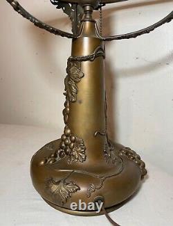 Large antique bronze patinated grape Pairpoint electric oil style table lamp