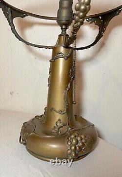 Large antique bronze patinated grape Pairpoint electric oil style table lamp