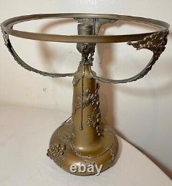 Large antique bronze patinated grape Pairpoint electric oil style table lamp