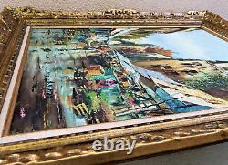 Large antique framed oil painting signed A. Vando Italy Gilded wood frame