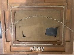 Large carved antique gilded frame with damaged oil painting of George W Aikman